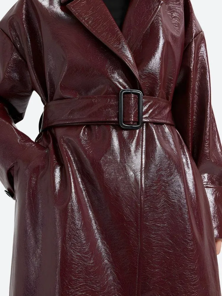 Burgundy Vegan Leather Jacket