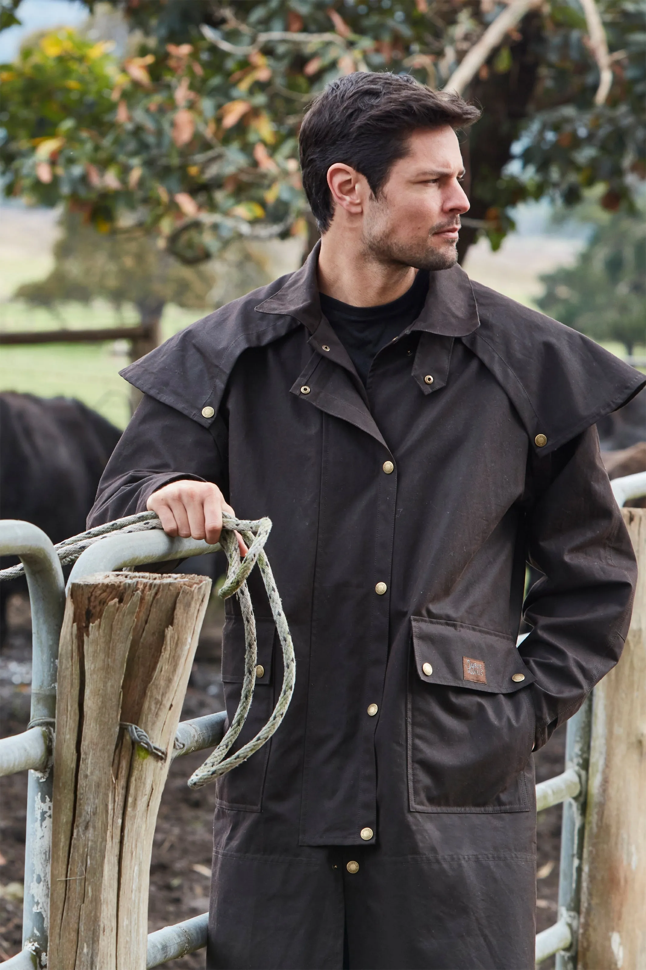 Burke & Wills Long Coat in Brown - Balranald