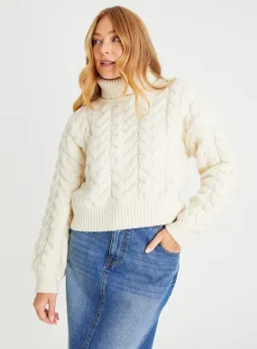 Cream Cropped Roll Neck Cable Knit Jumper **|** Tu **|** Size 22 **|** Buy Now!