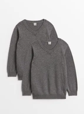 Buy Grey V-Neck School Jumpers 2 Pack for 13-Year-Olds | Online Shopping - Tu