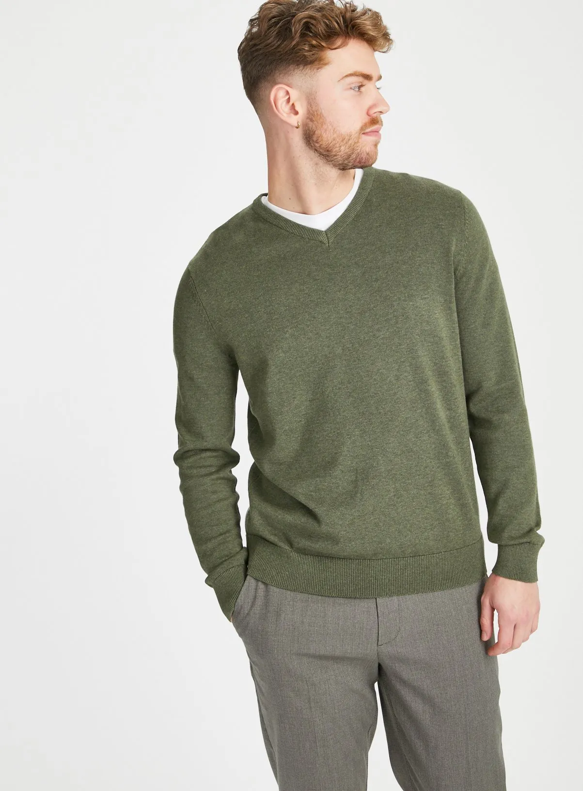 Khaki V-Neck Cotton Jumper in XXL | Shop Jumpers and Cardigans at Tu Clothing - Tu Clothing