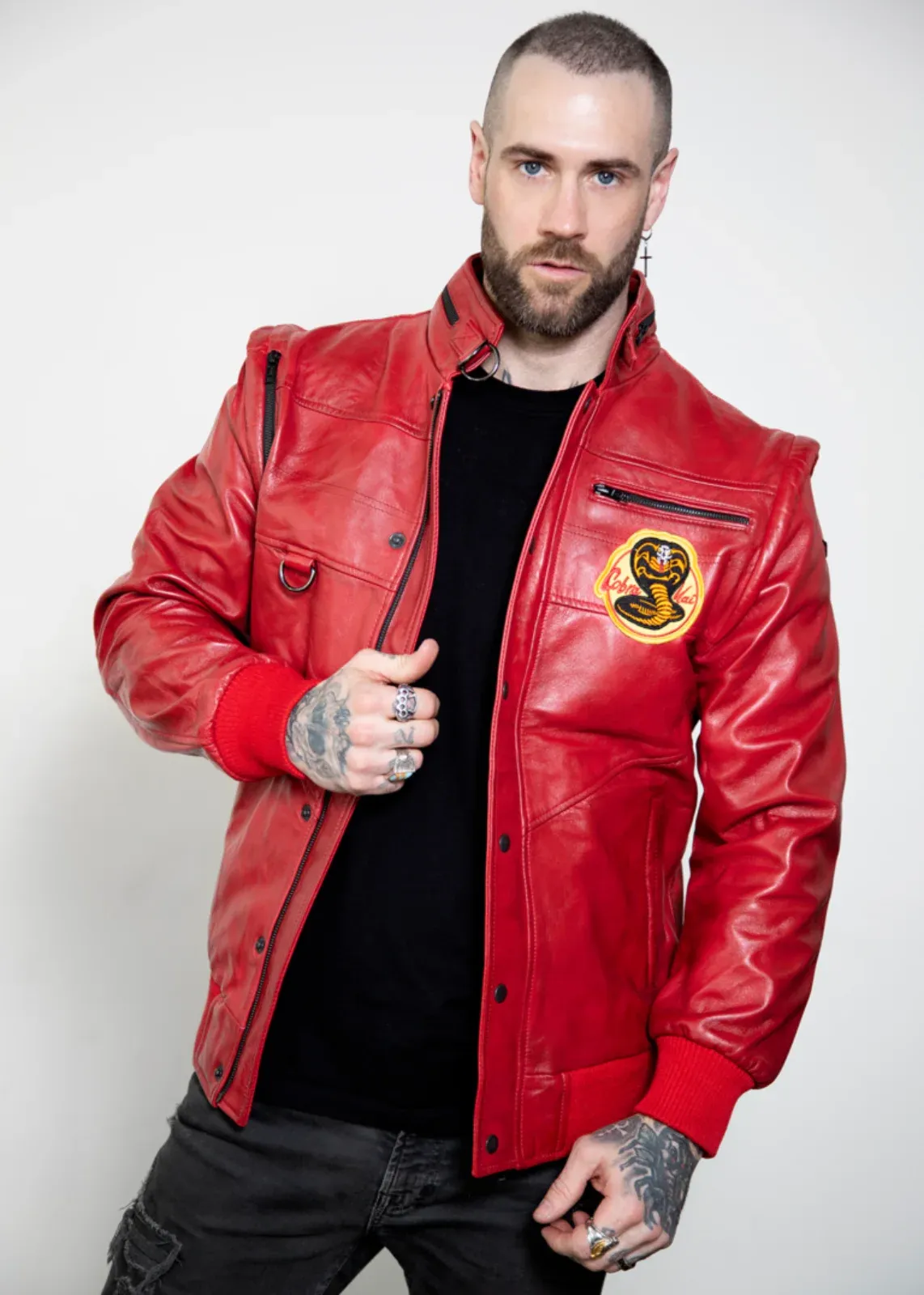 Buy Mens Red Cobra Kai Karate Johnny Leather Jacket - Luca Designs