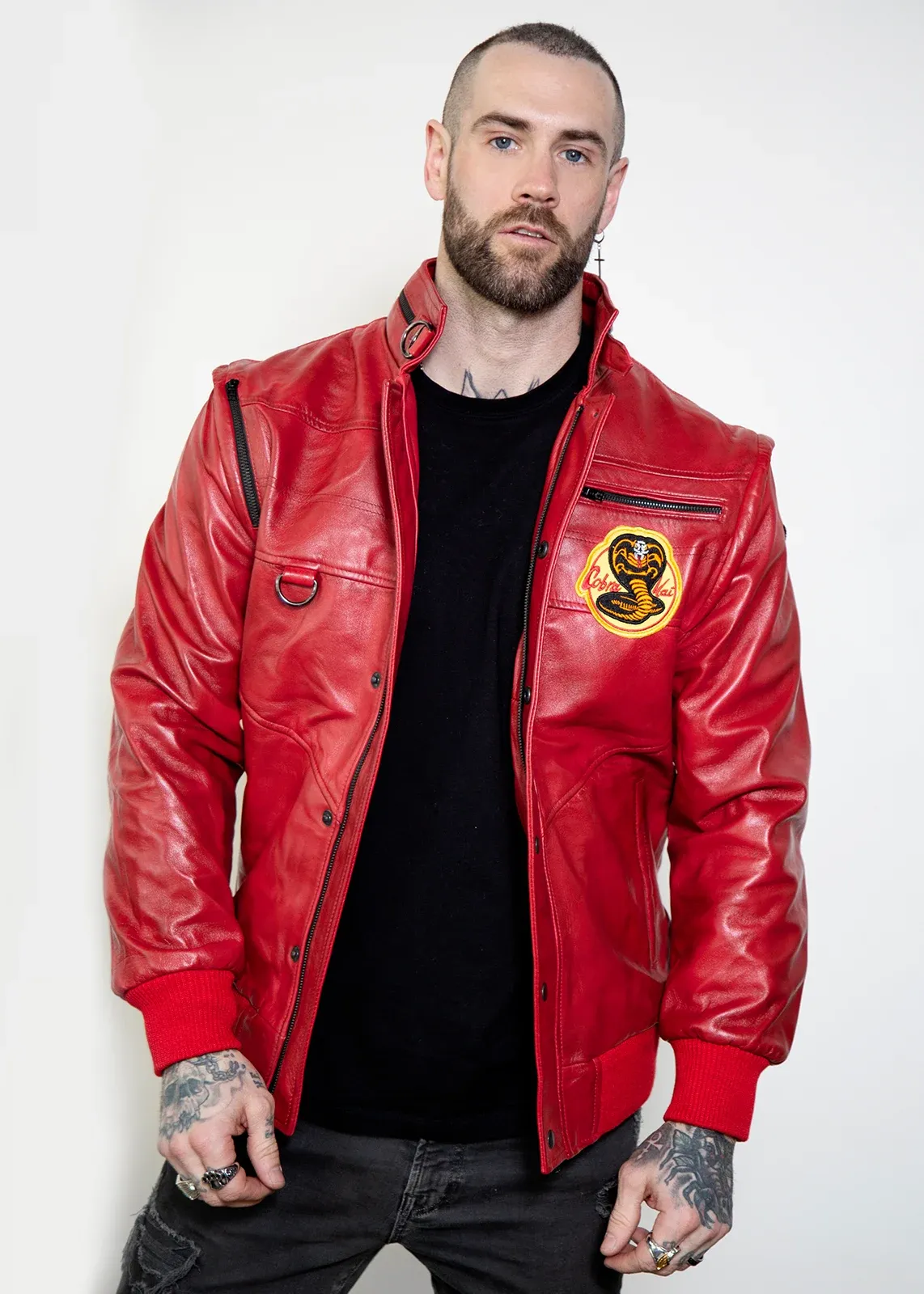 Buy Mens Red Cobra Kai Karate Johnny Leather Jacket - Luca Designs