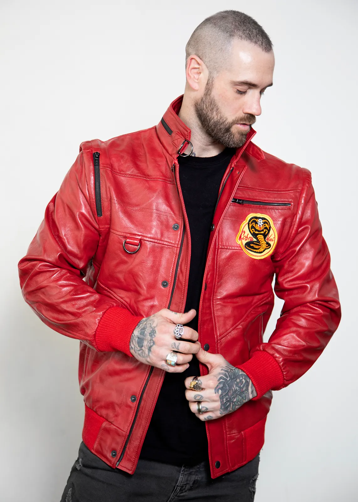 Buy Mens Red Cobra Kai Karate Johnny Leather Jacket - Luca Designs