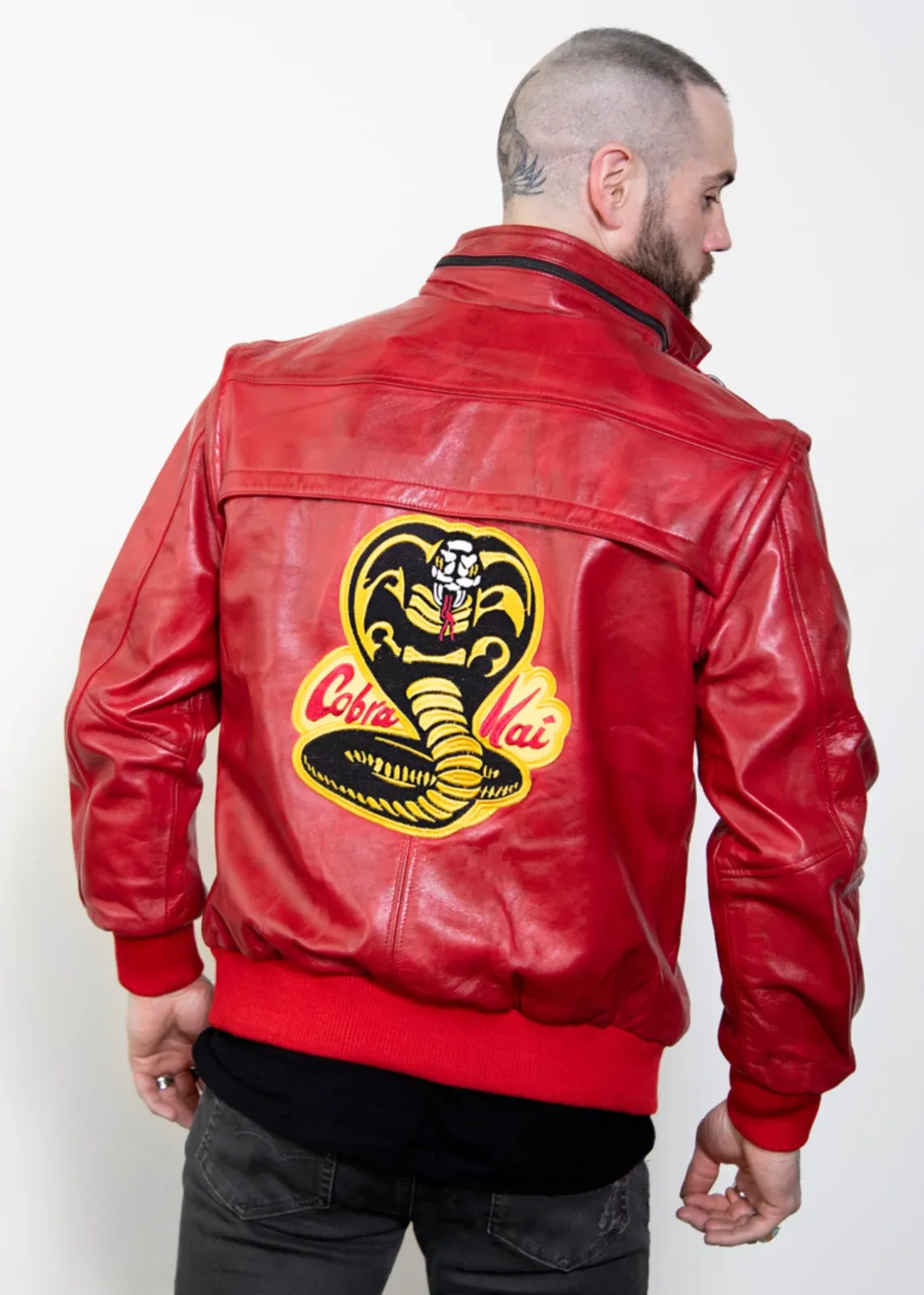 Buy Mens Red Cobra Kai Karate Johnny Leather Jacket - Luca Designs