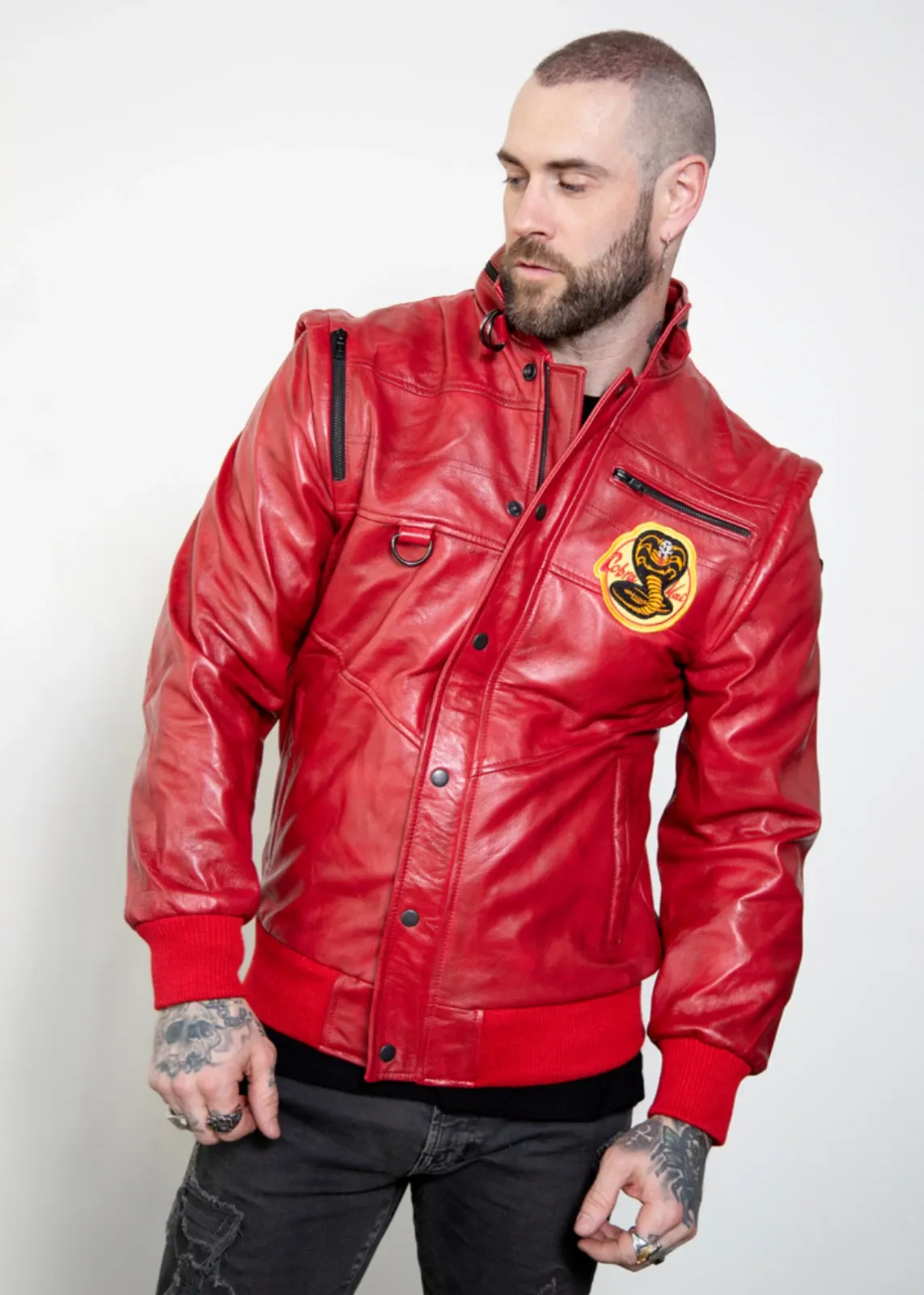 Buy Mens Red Cobra Kai Karate Johnny Leather Jacket - Luca Designs