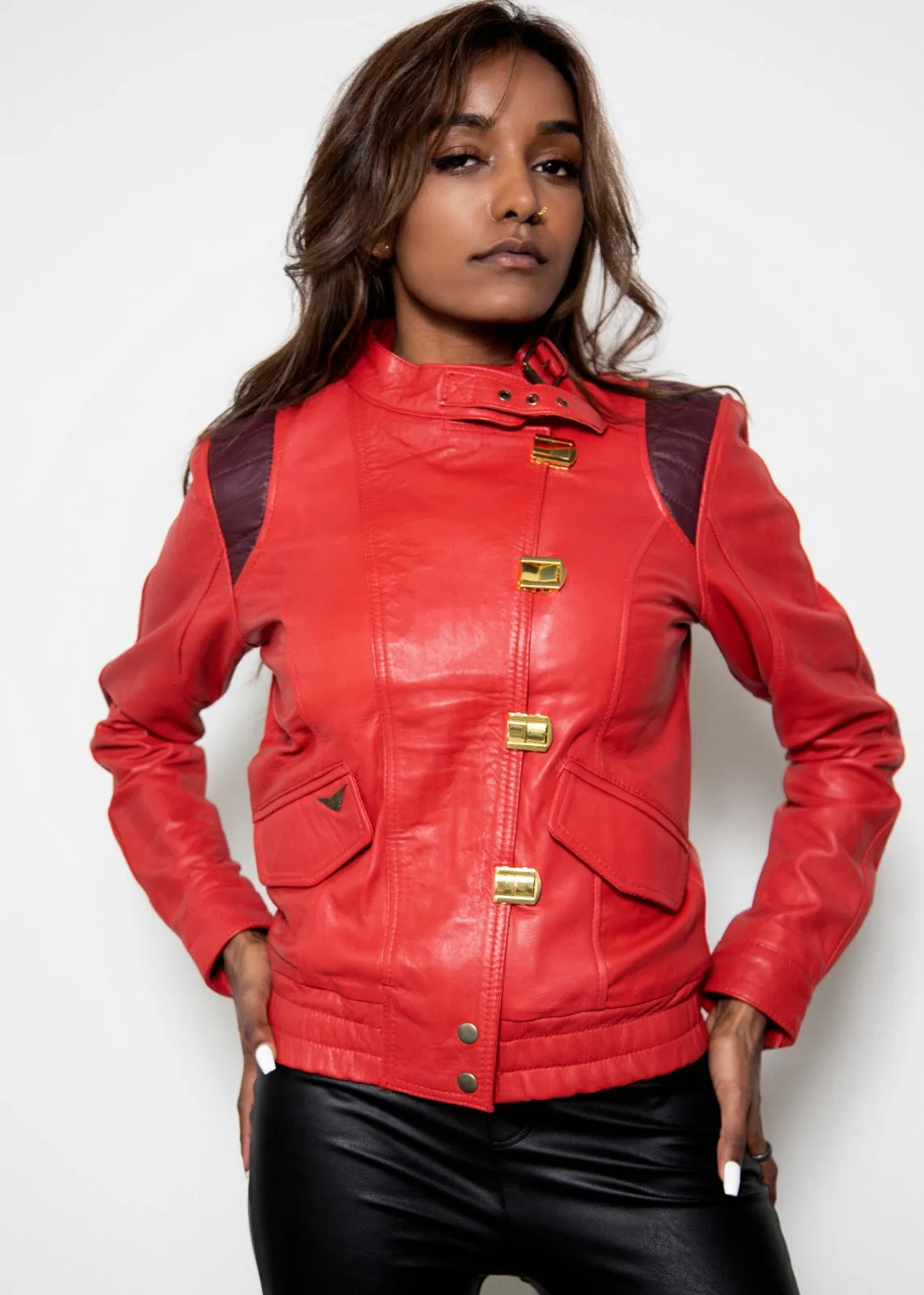 Buy Womens Akira Kaneda Red Leather Jacket - Women's Moto Jackets