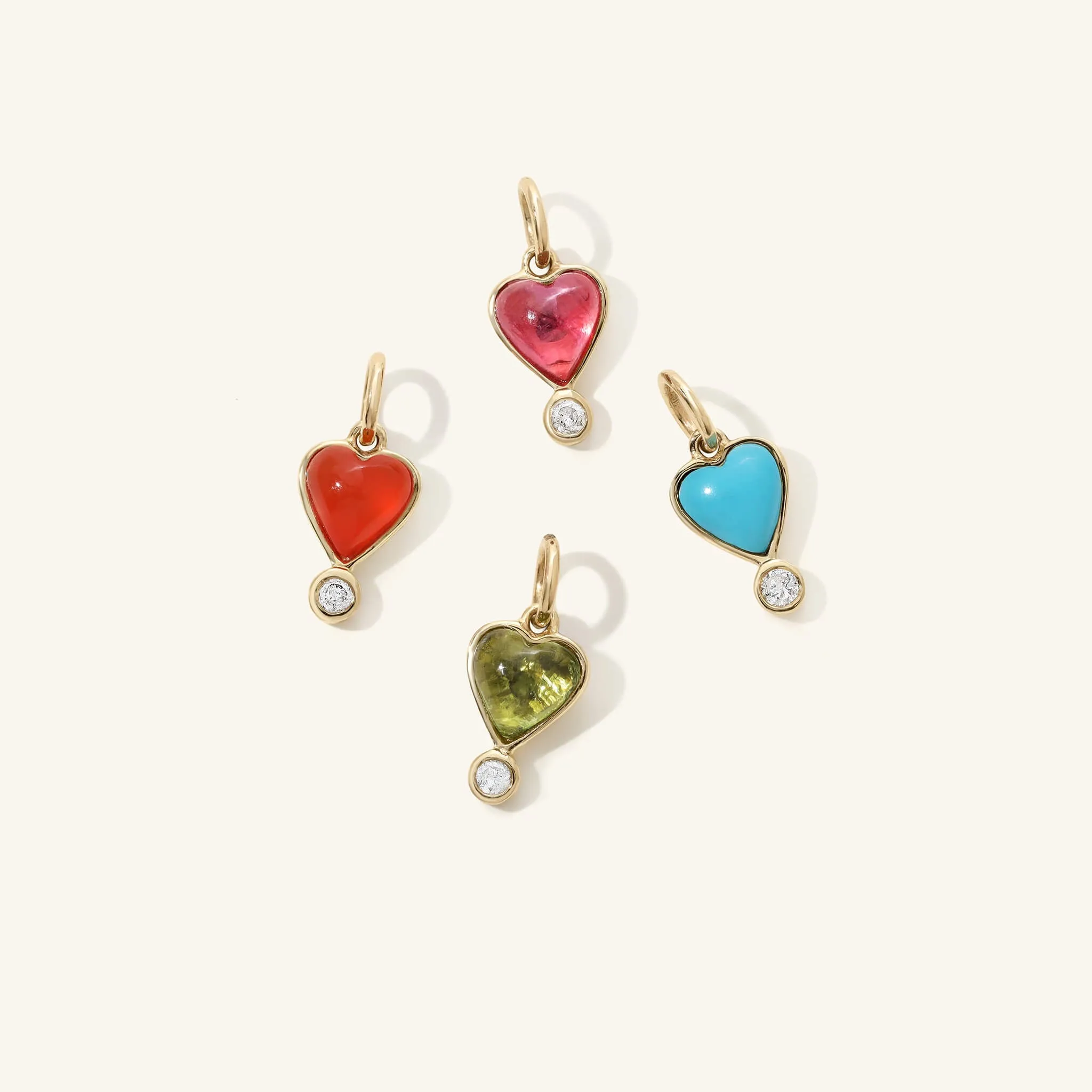 Byrdie Heart Pendant Green Tourmaline - Reversible