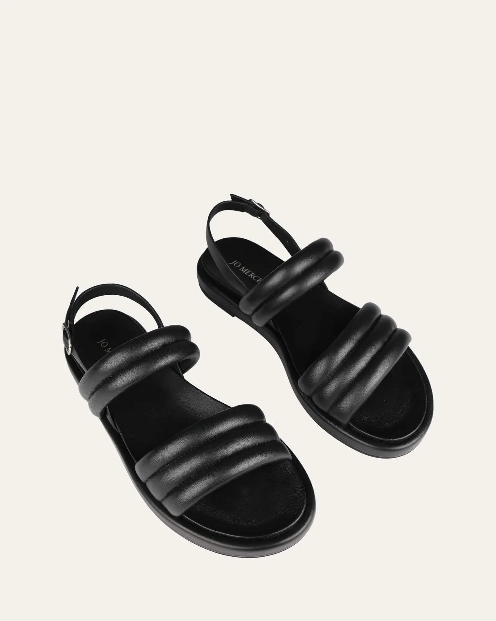 Cabel flat sandals black leather