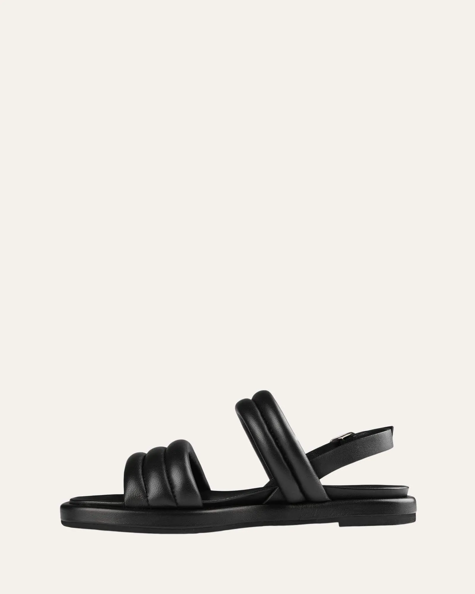 Cabel flat sandals black leather