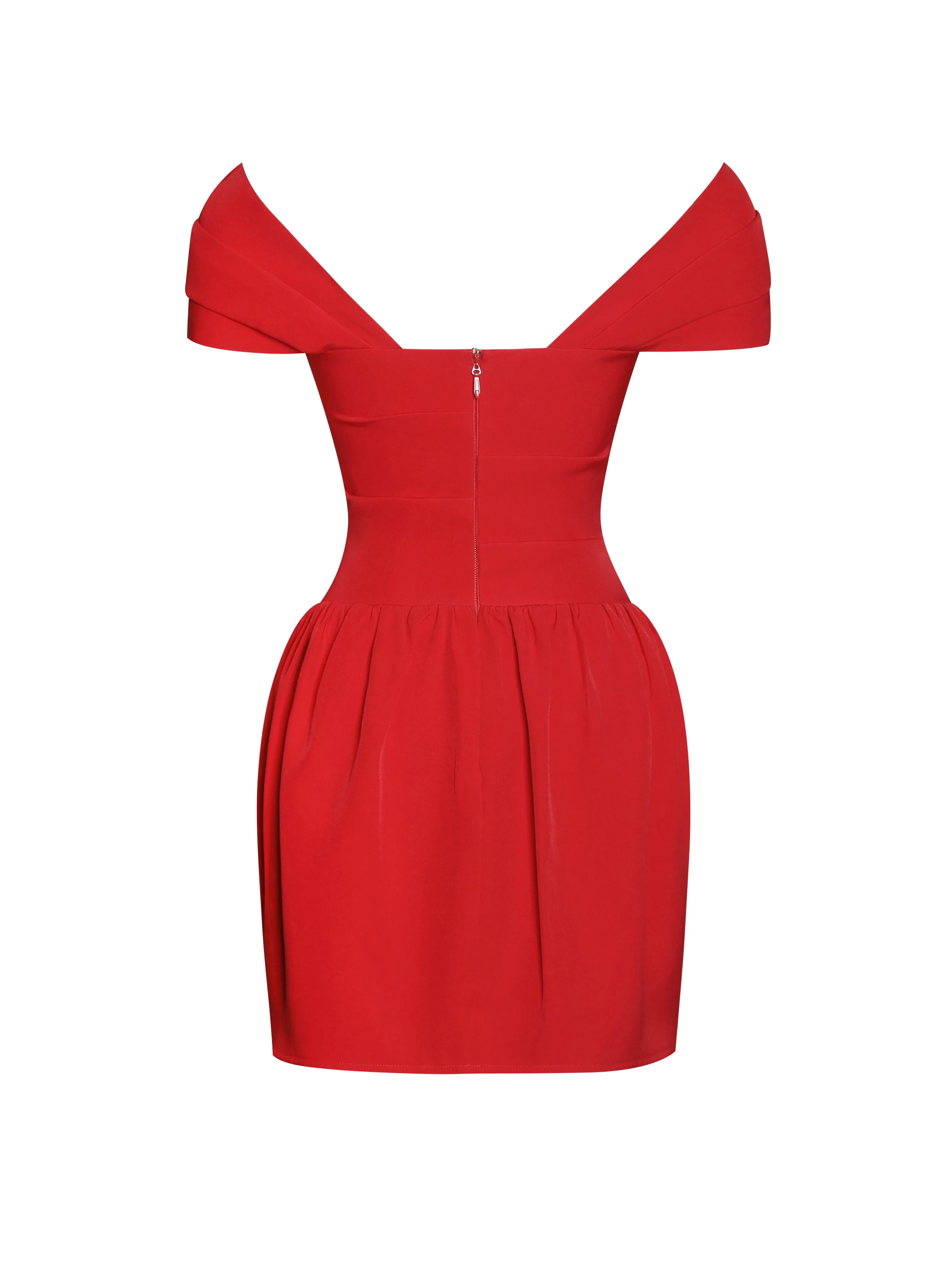 Cait Red Off Shoulder Drop Waist Mini Dress