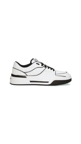 Black and White Calfskin Nappa New Roma Sneakers