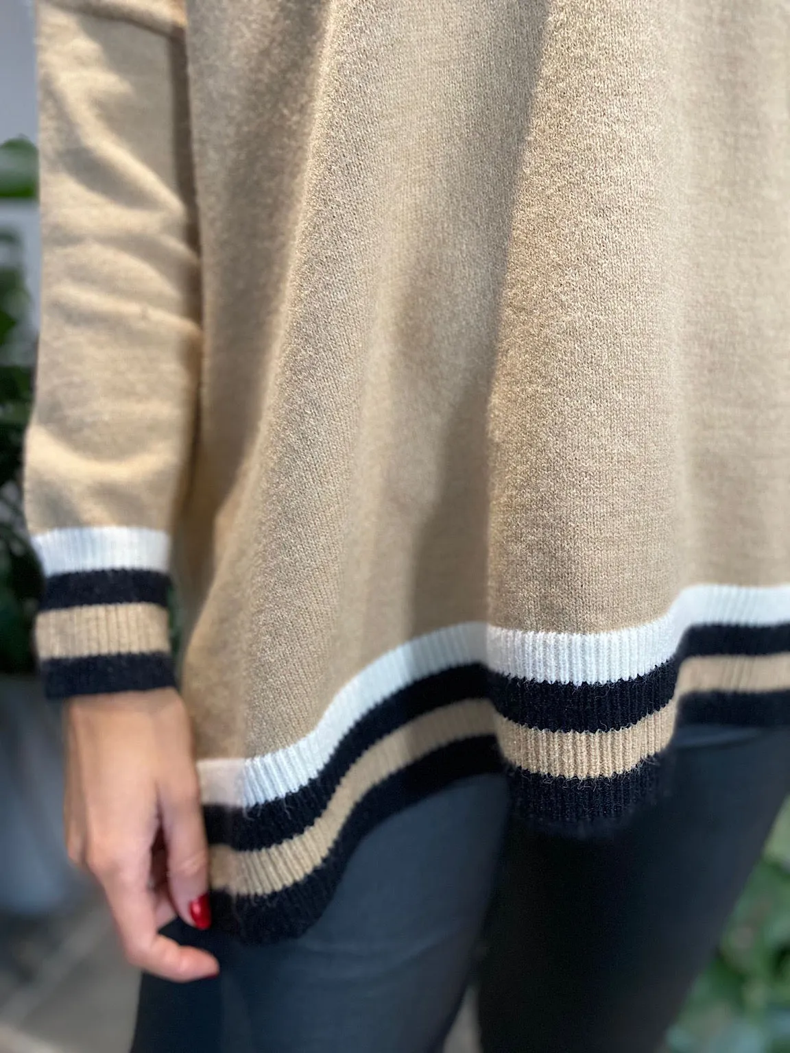 Camel V Neck Knit