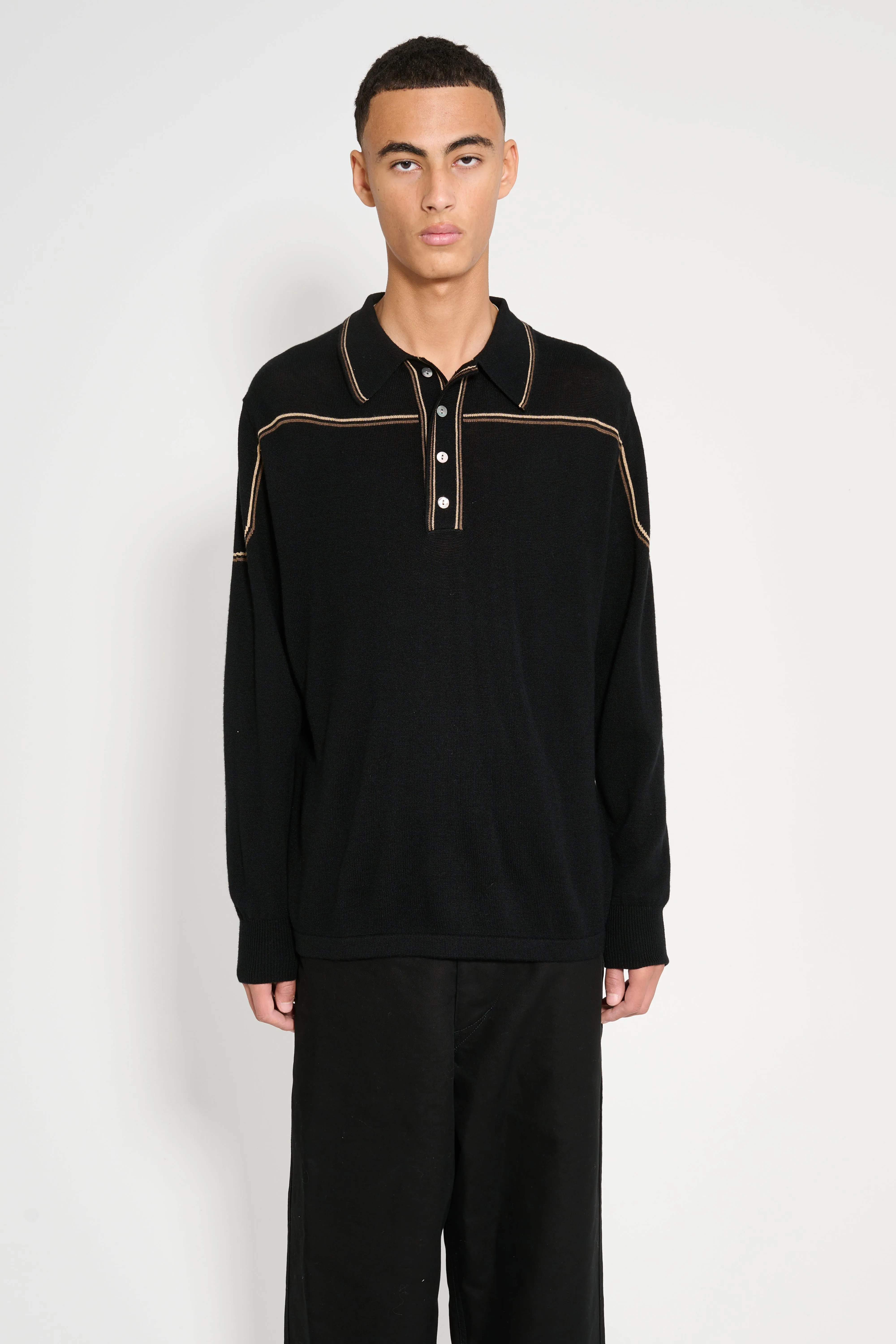 Carter Young Kowalski Knit Polo Black / Tan