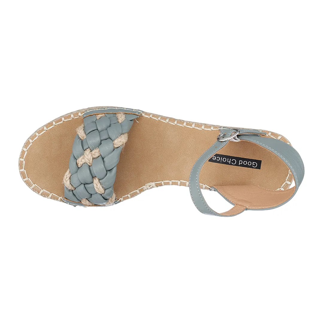 Cati Blue Espadrille Wedge Sandals