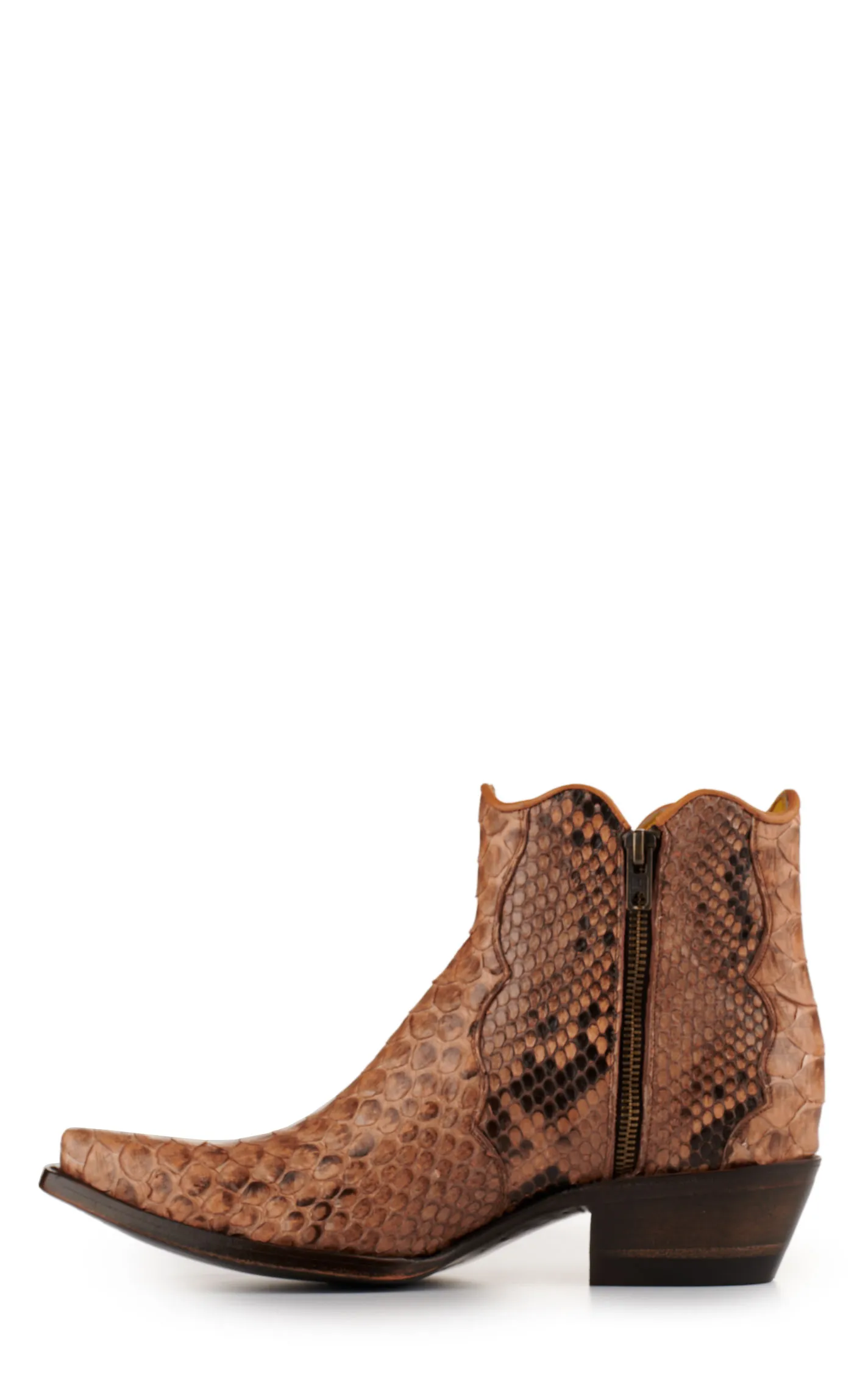 Cavender's Camel Python Women's Snip Toe Western Booties