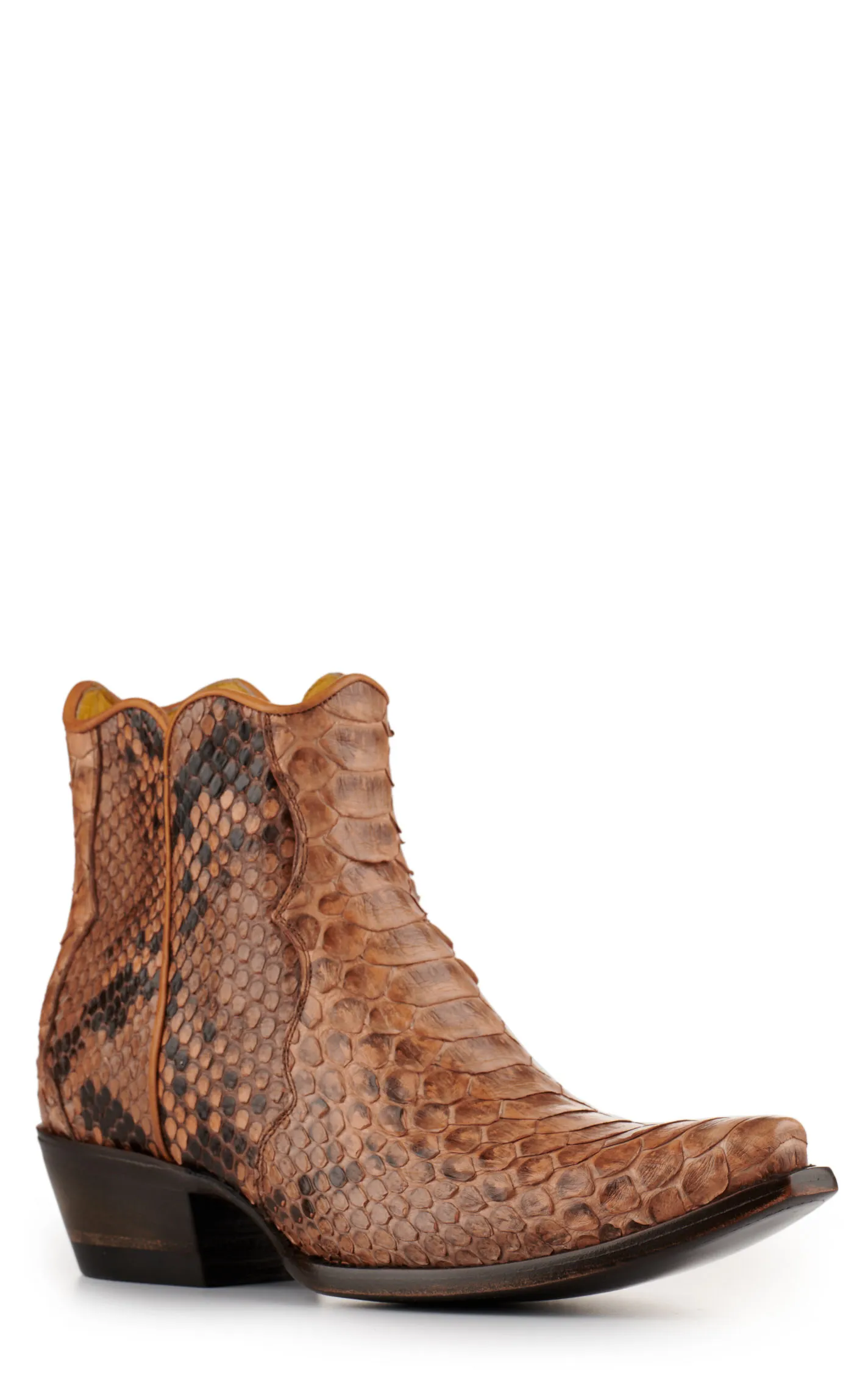 Cavender's Camel Python Women's Snip Toe Western Booties