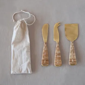 Cheese Knives with Wrapped Handles (Set of 3)