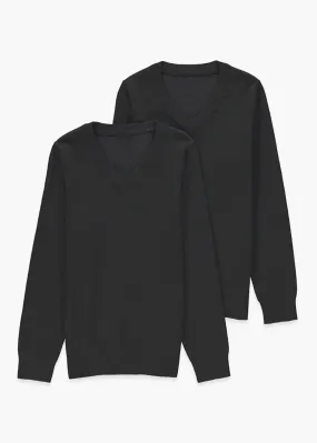 Children's 2-Pack Black V-Neck School Sweaters (Ages 3-13)