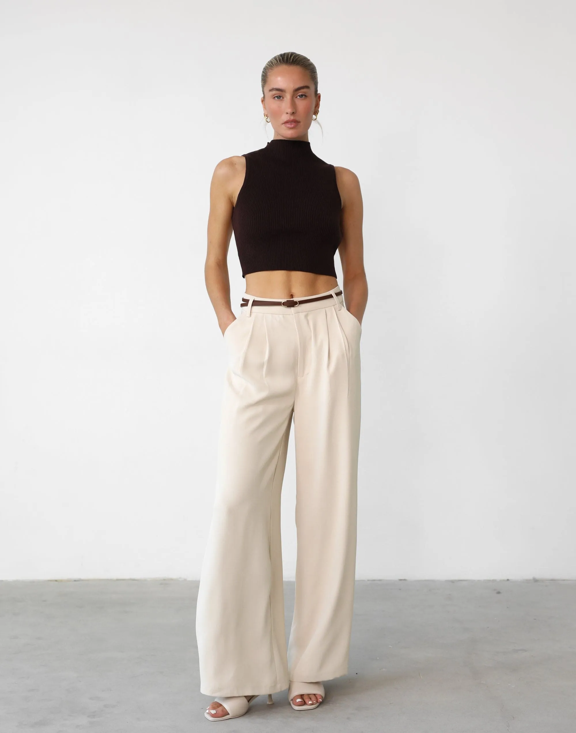 Chocolate Zamora Knit Crop Top