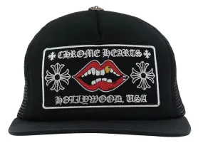 CHROME HEARTS CHOMPER HOLLYWOOD BLACK Trucker Hat