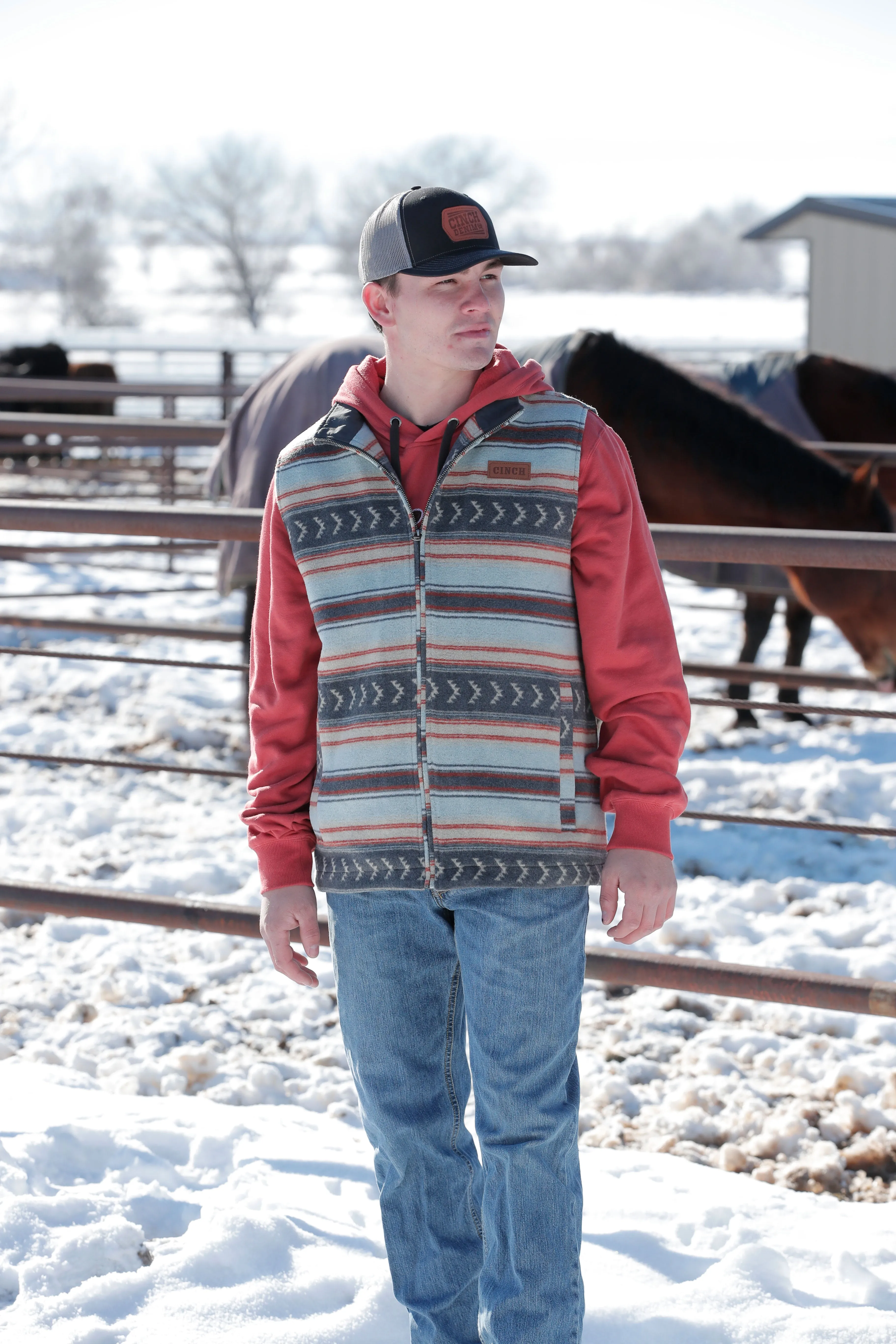 Cinch Blanket Stripe Twill Vest for Men