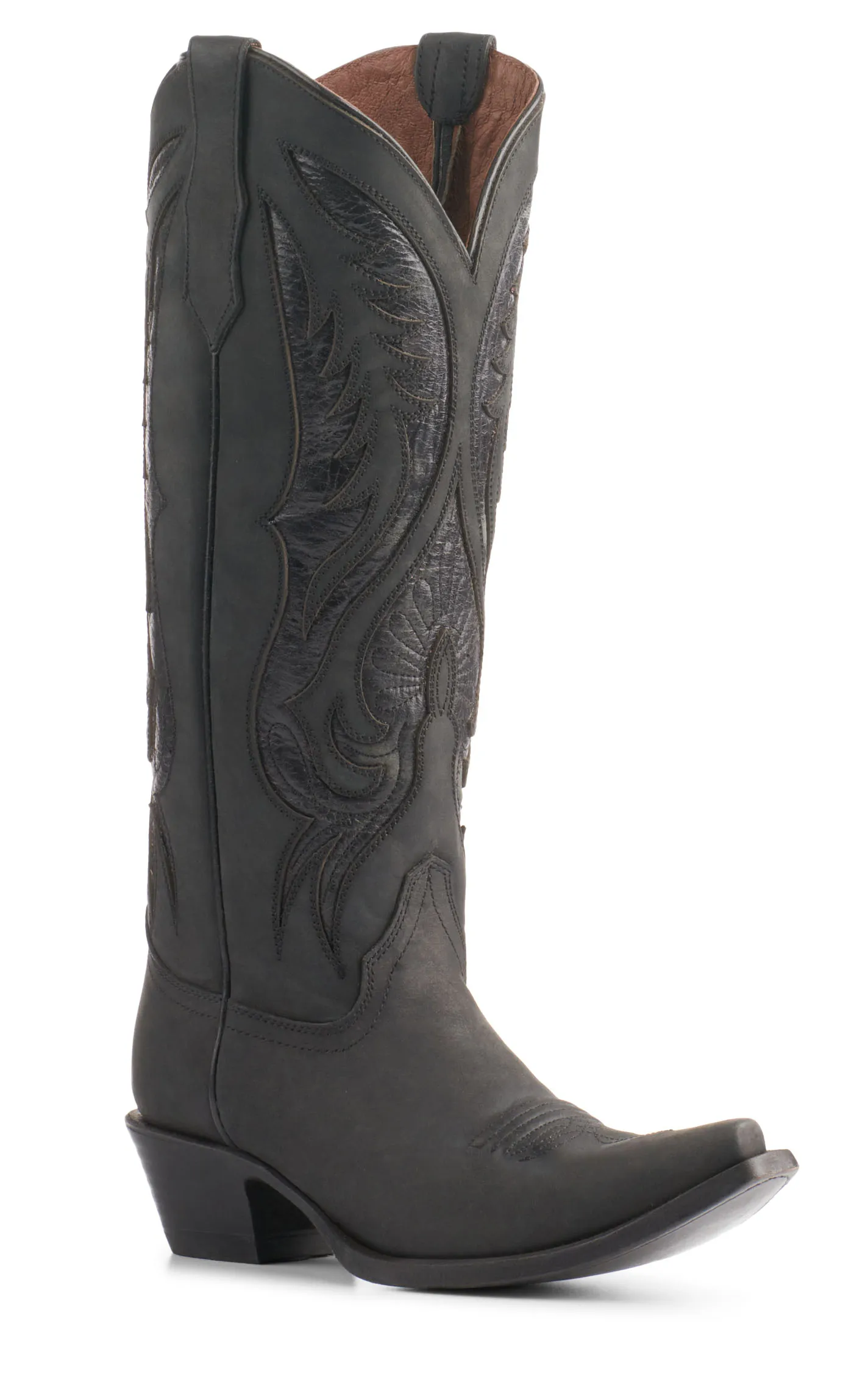 Circle G Women's Black Cowboy Boots with Inlays Snip Toe