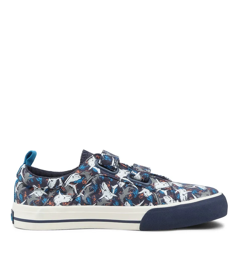 CLARKS Lachy Navy Sharks Canvas Sneakers