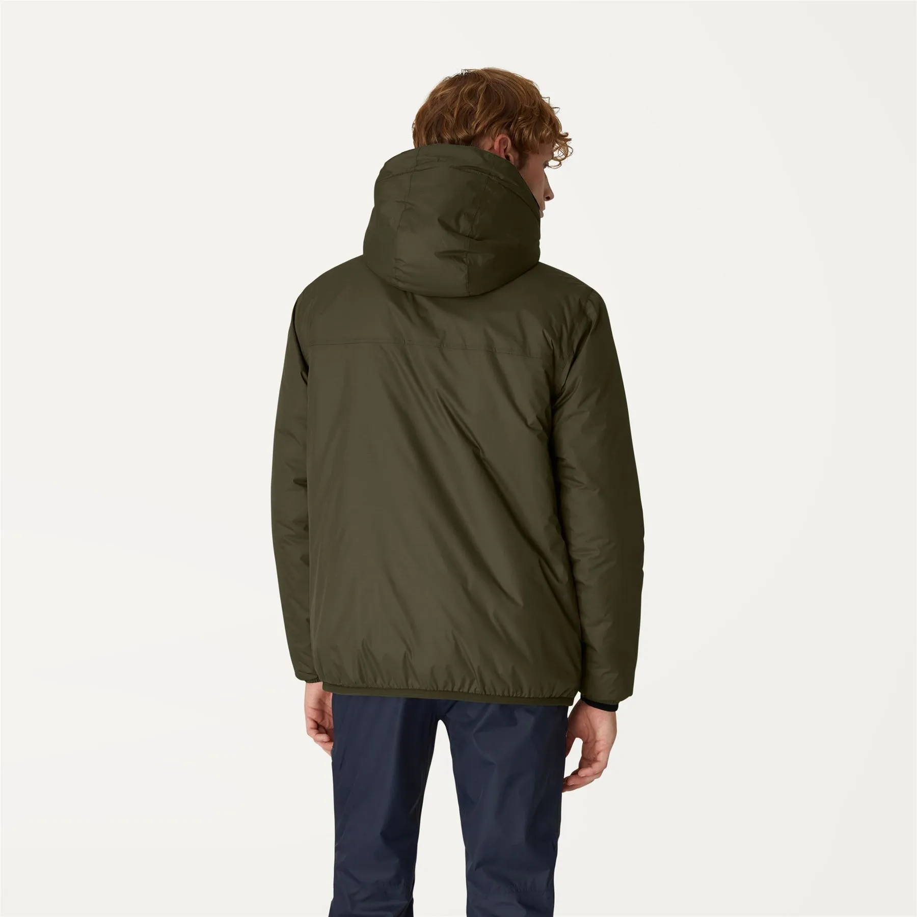 Claude Orsetto - Unisex Sherpa Lined Waterproof Full Zip Rain Jacket in Green Blackish