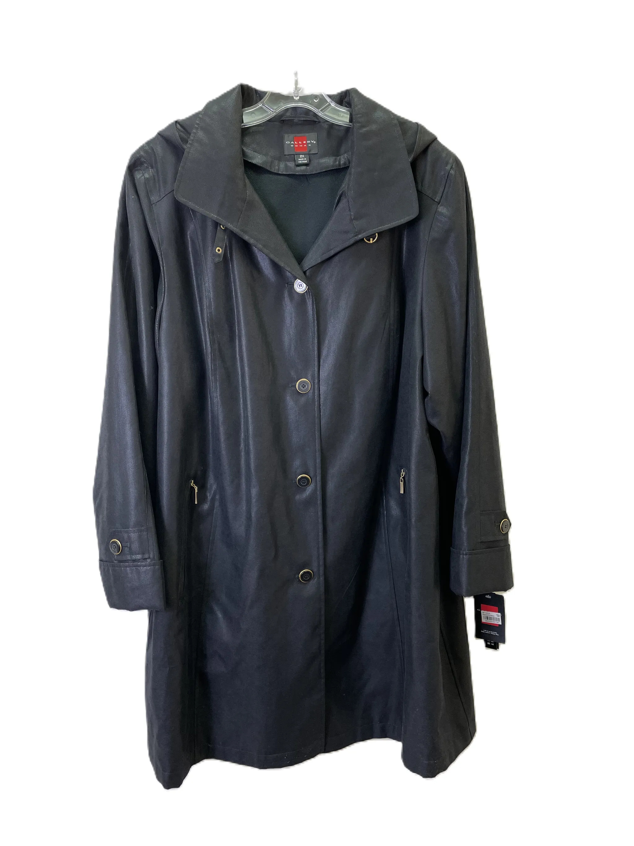 Black Raincoat Plus Size 2x by Gallery Coat