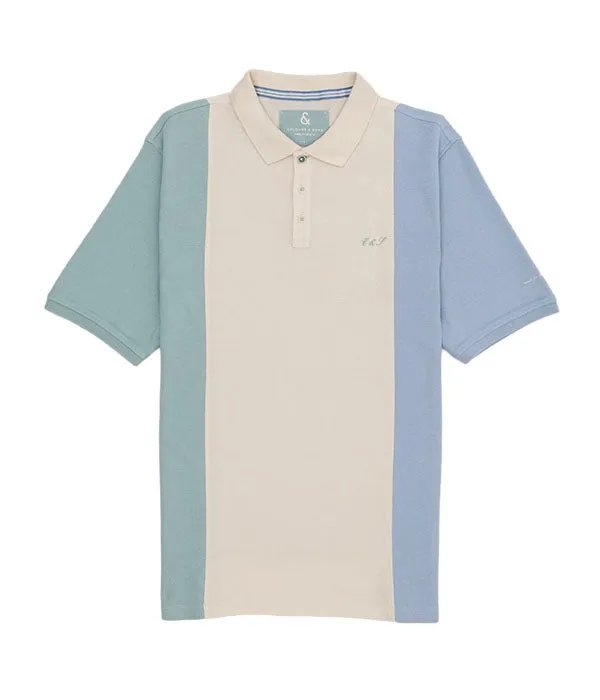 Colours & Sons Vertical Stripe Polo Blue/Cream