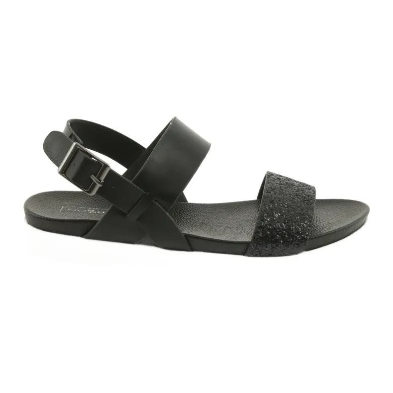 Comfortable black sandals Filippo 685 glitter