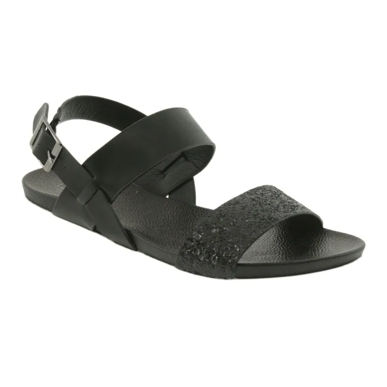 Comfortable black sandals Filippo 685 glitter