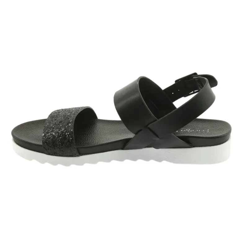 Comfortable black sandals Filippo 685 glitter