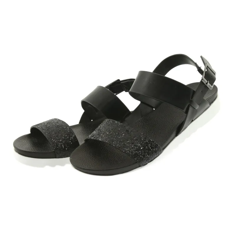 Comfortable black sandals Filippo 685 glitter