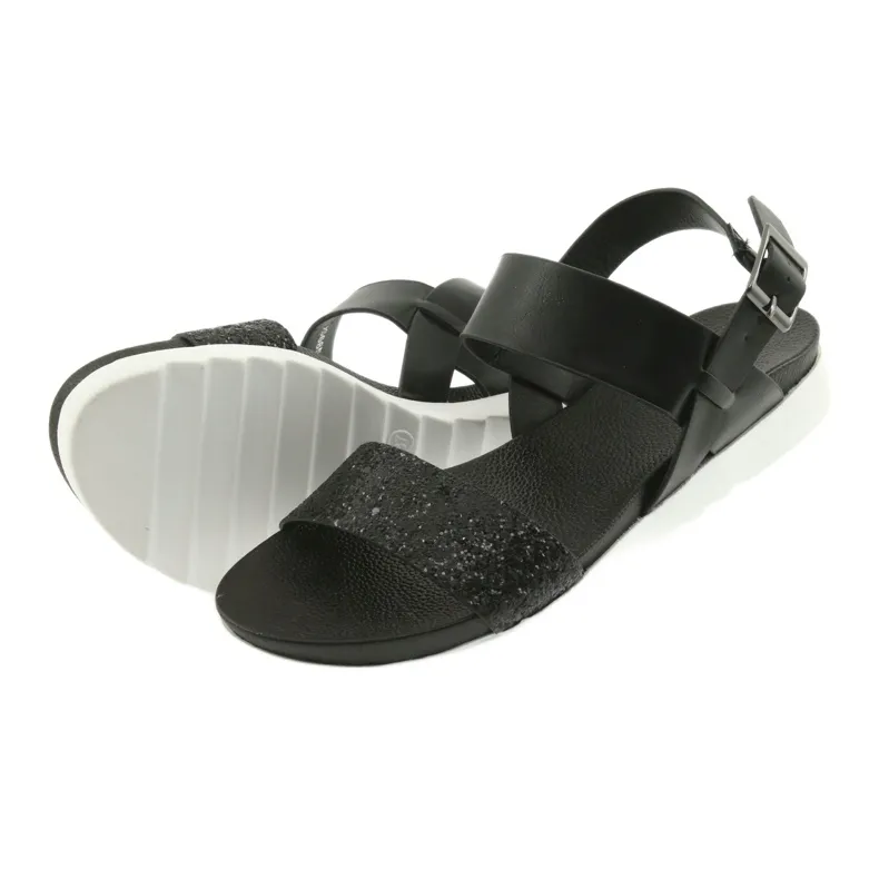 Comfortable black sandals Filippo 685 glitter