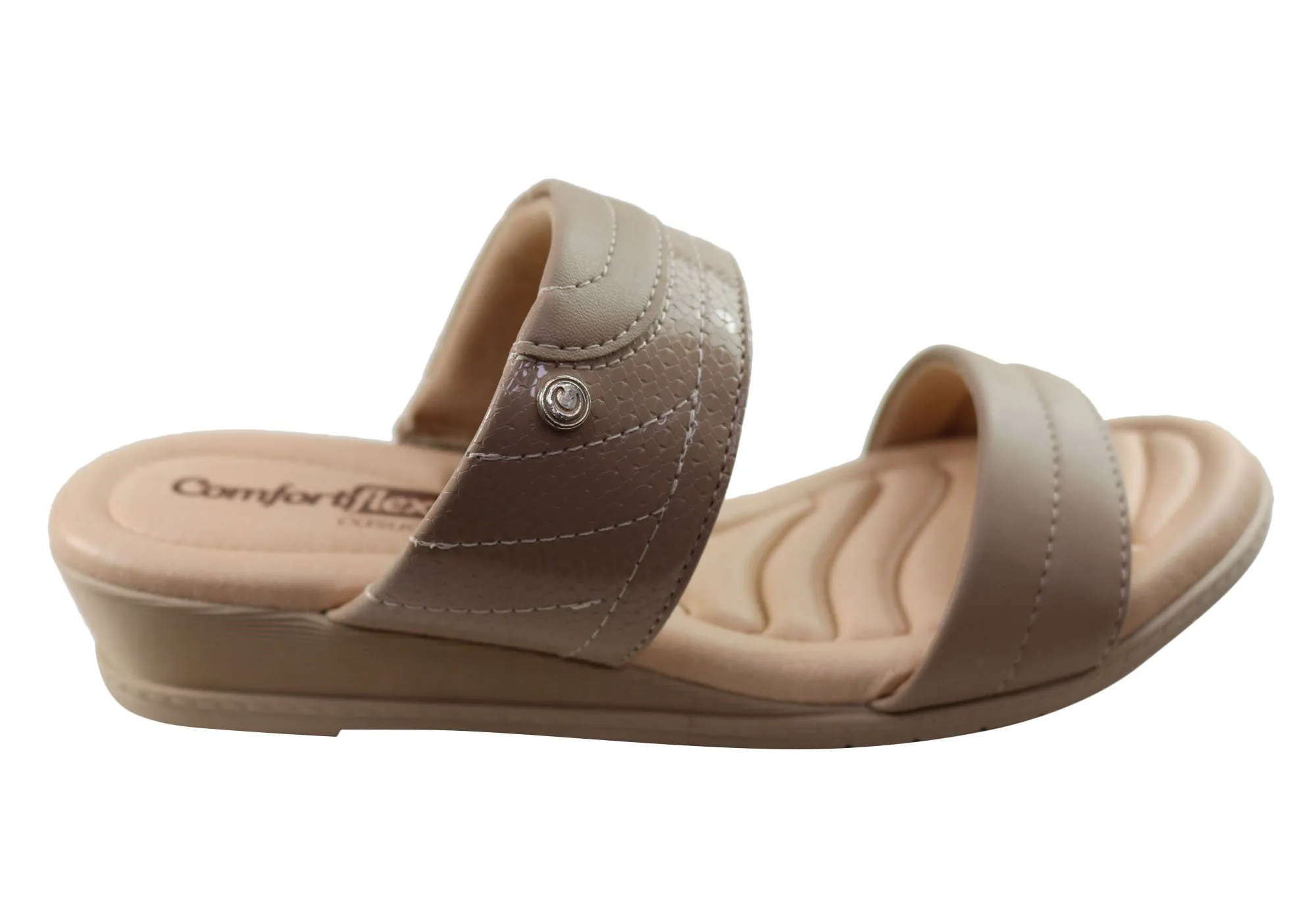 Comfortflex Cianne Womens Comfort Wedge Slides Sandals Made In Brazil