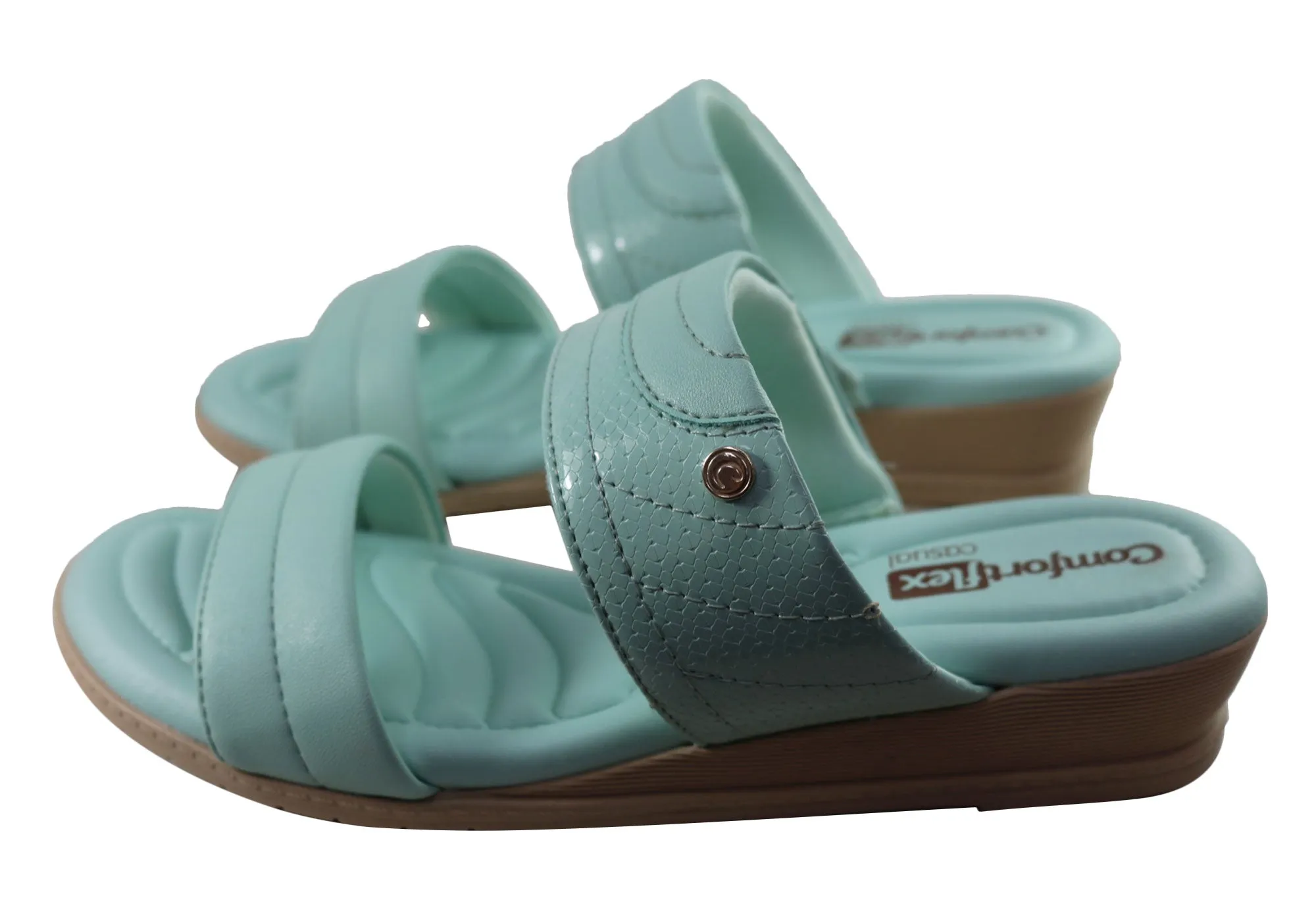 Comfortflex Cianne Womens Comfort Wedge Slides Sandals Made In Brazil