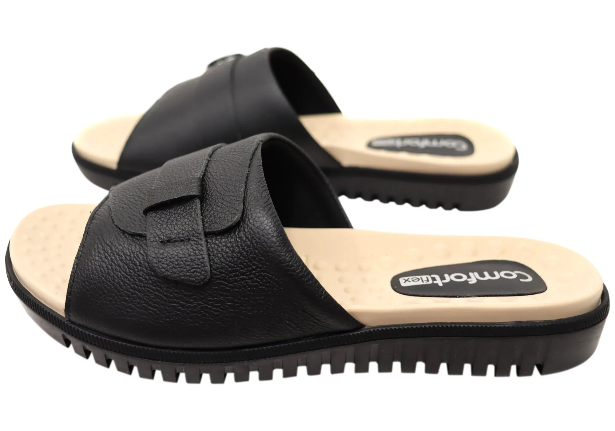 Comfortflex Samantha Womens Leather Slides Sandals Made In Brazil