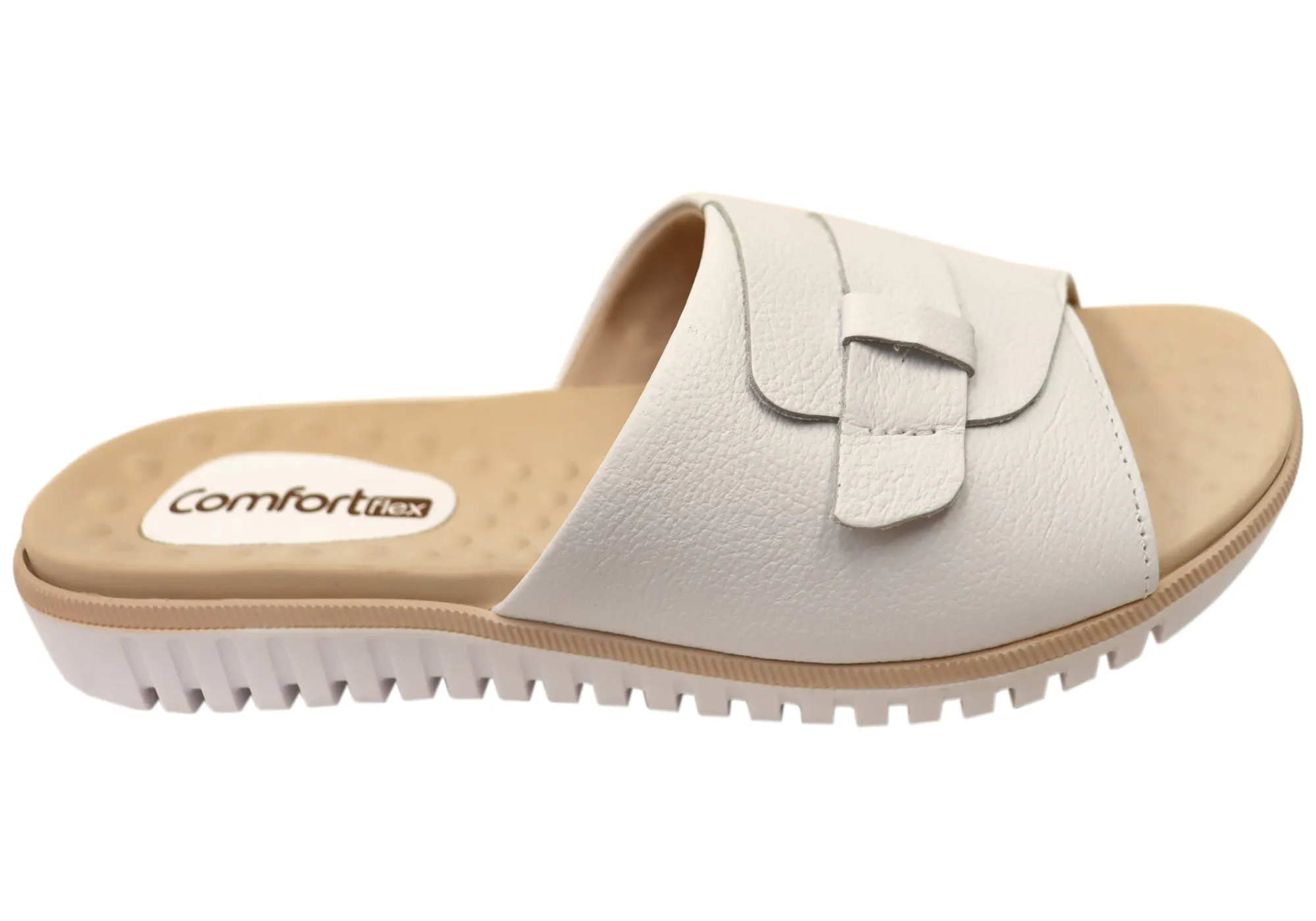 Comfortflex Samantha Womens Leather Slides Sandals Made In Brazil