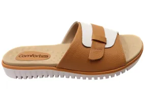 Comfortflex Samantha Womens Leather Slides Sandals Made In Brazil