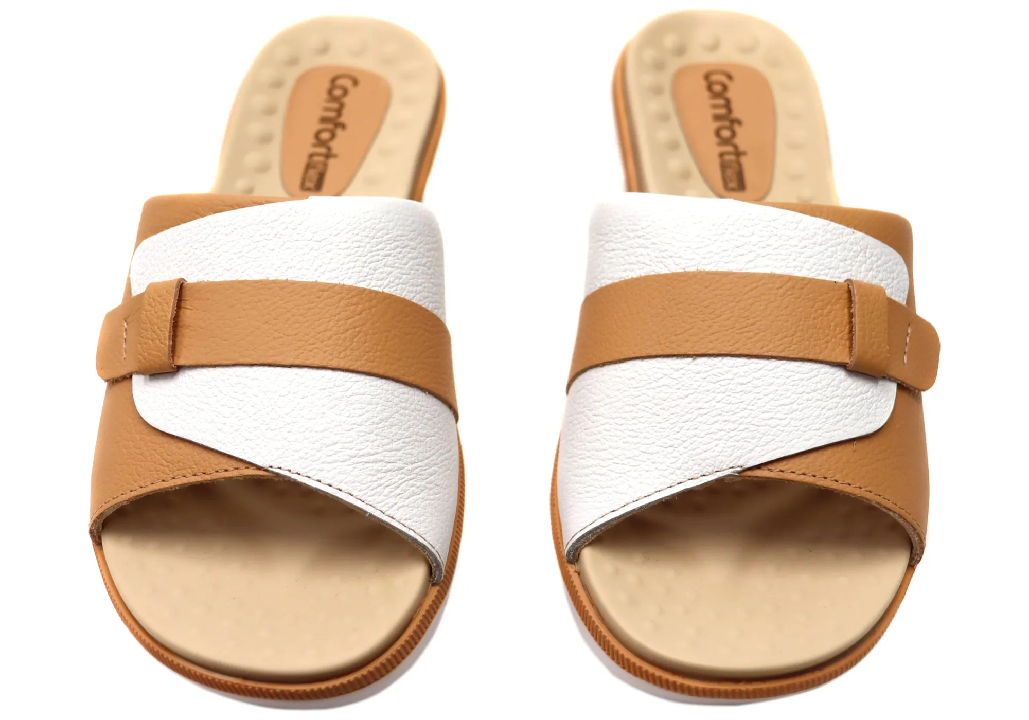 Comfortflex Samantha Womens Leather Slides Sandals Made In Brazil