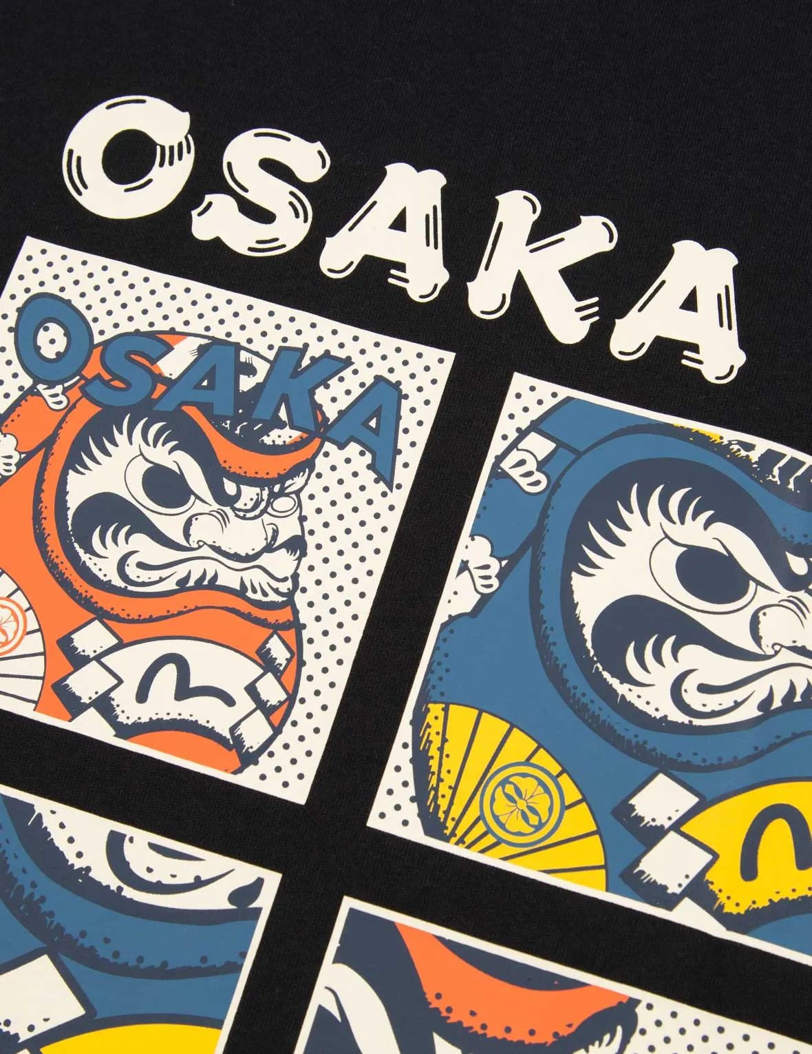 Comic Style Daruma Graphic Print T-Shirt