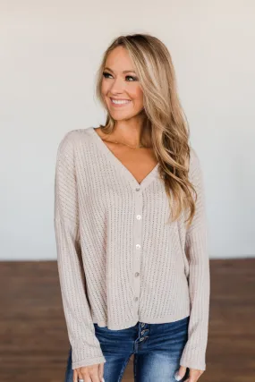 Oatmeal Knit Button Top