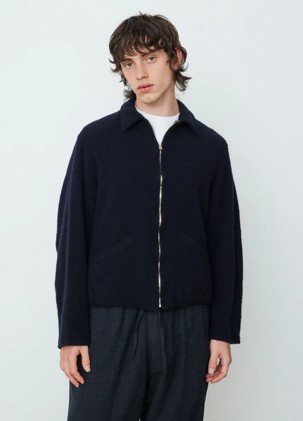 Comoli Milled Wool Zip Up Short Jacket