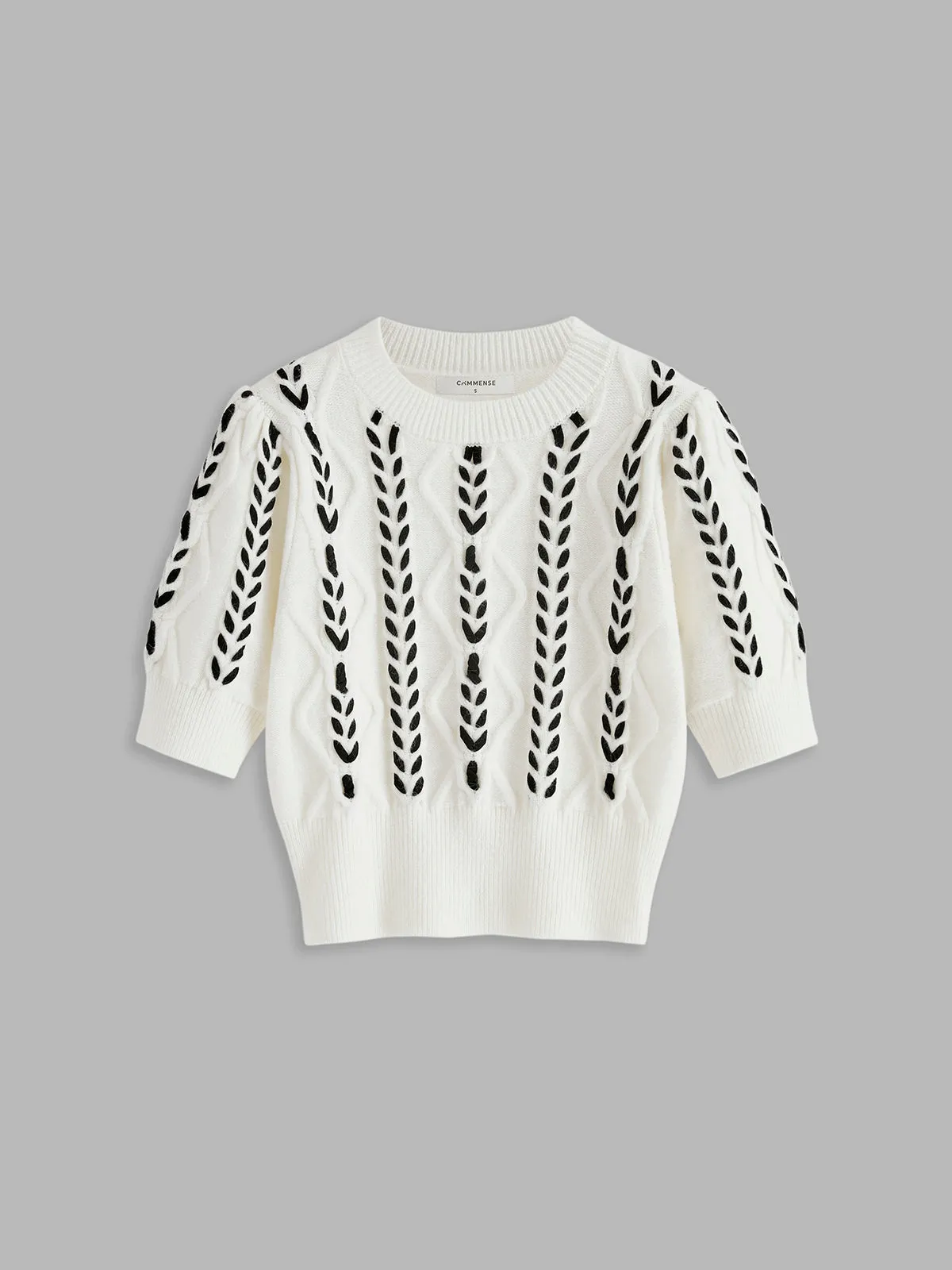 Contrast Binding Corset Cable Knit Top