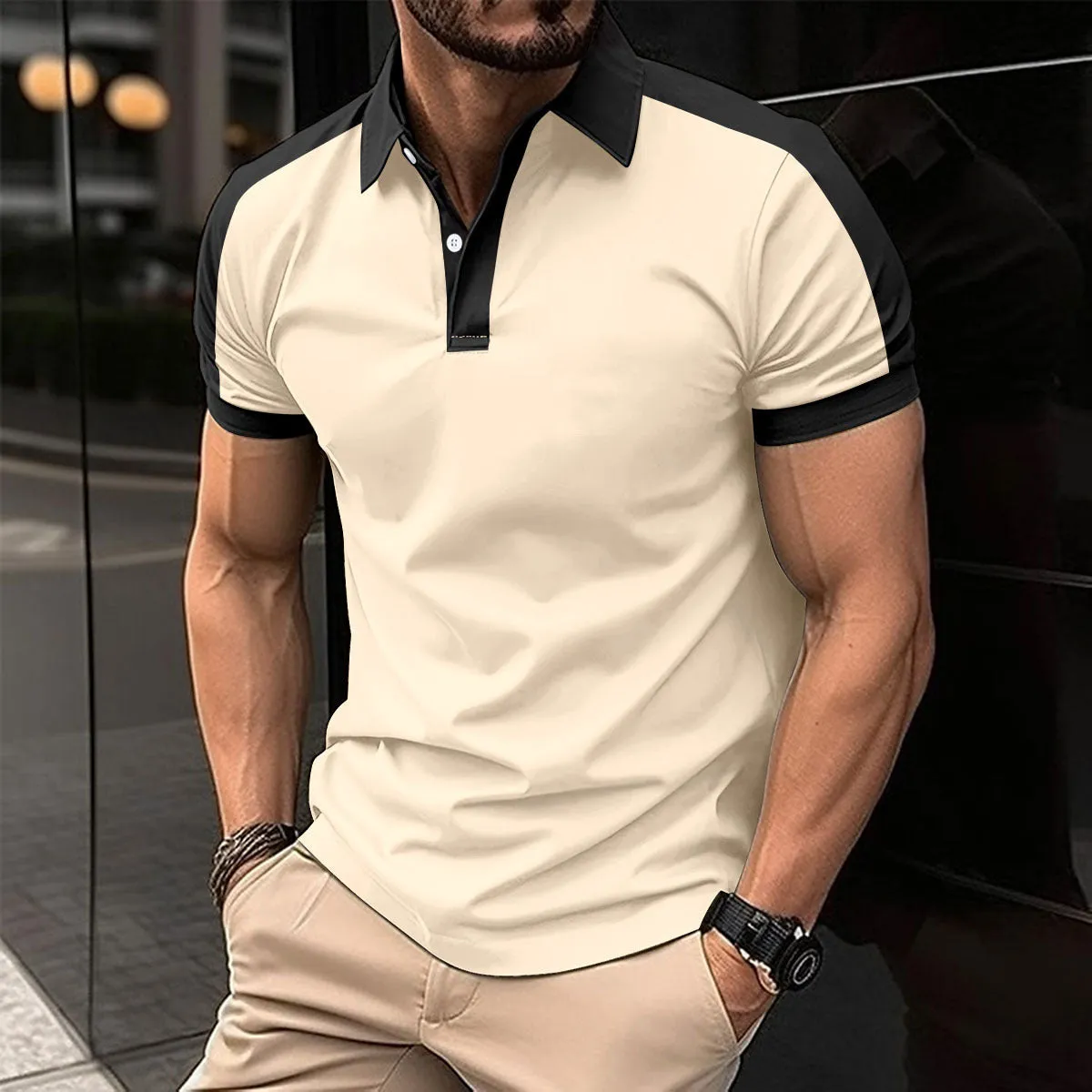 Contrast Trim Polo Top