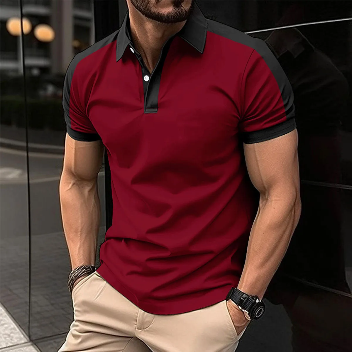 Contrast Trim Polo Top