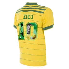 COPA Football - Brazil Retro Football Shirt 1984 + Zico 10 (Photo Style)