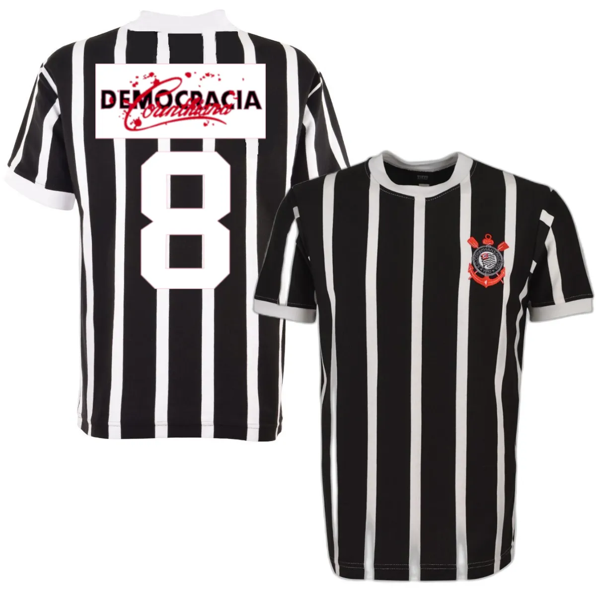 Corinthians Democracia Corinthiana Retro Football Shirt + Number 8 (Socrates) 